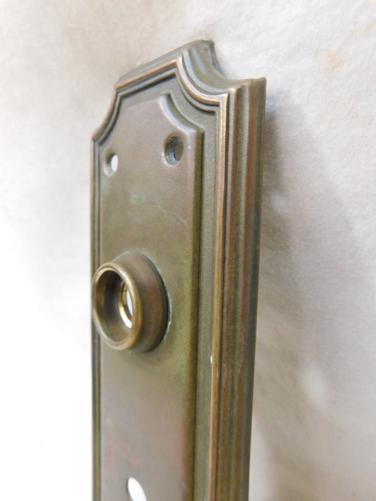 1900s Antique DOOR PLATE for Mortise Lock CRAFTSMAN/MISSION Style Brass ORNATE 6