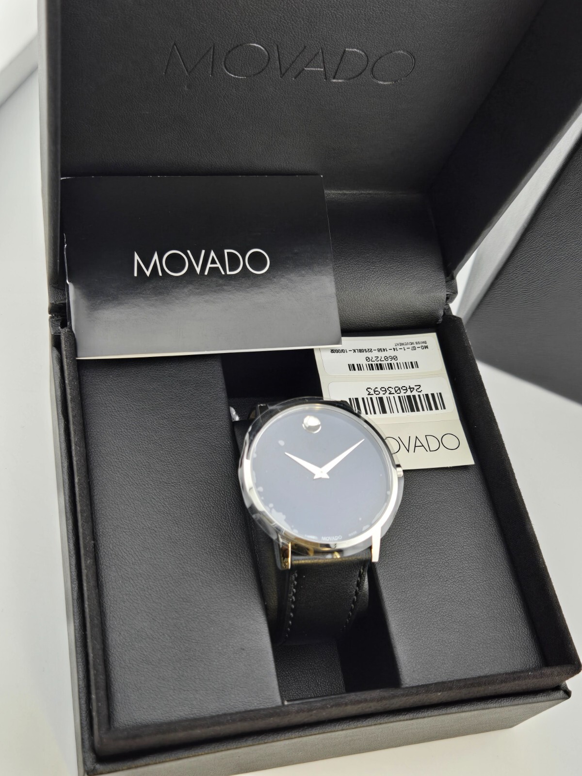 Pre-owned Movado $595 Msrp |  Men's Museum Classic Blue Dial Leather Band Watch - 0607270