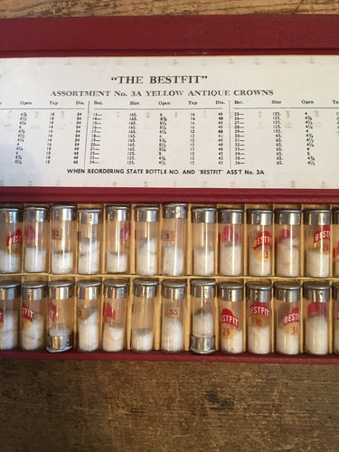ANTIQUE VINTAGE LOT OF NOS BESTFIT POCKET WATCH CROWNS SIZE Extra Bottles