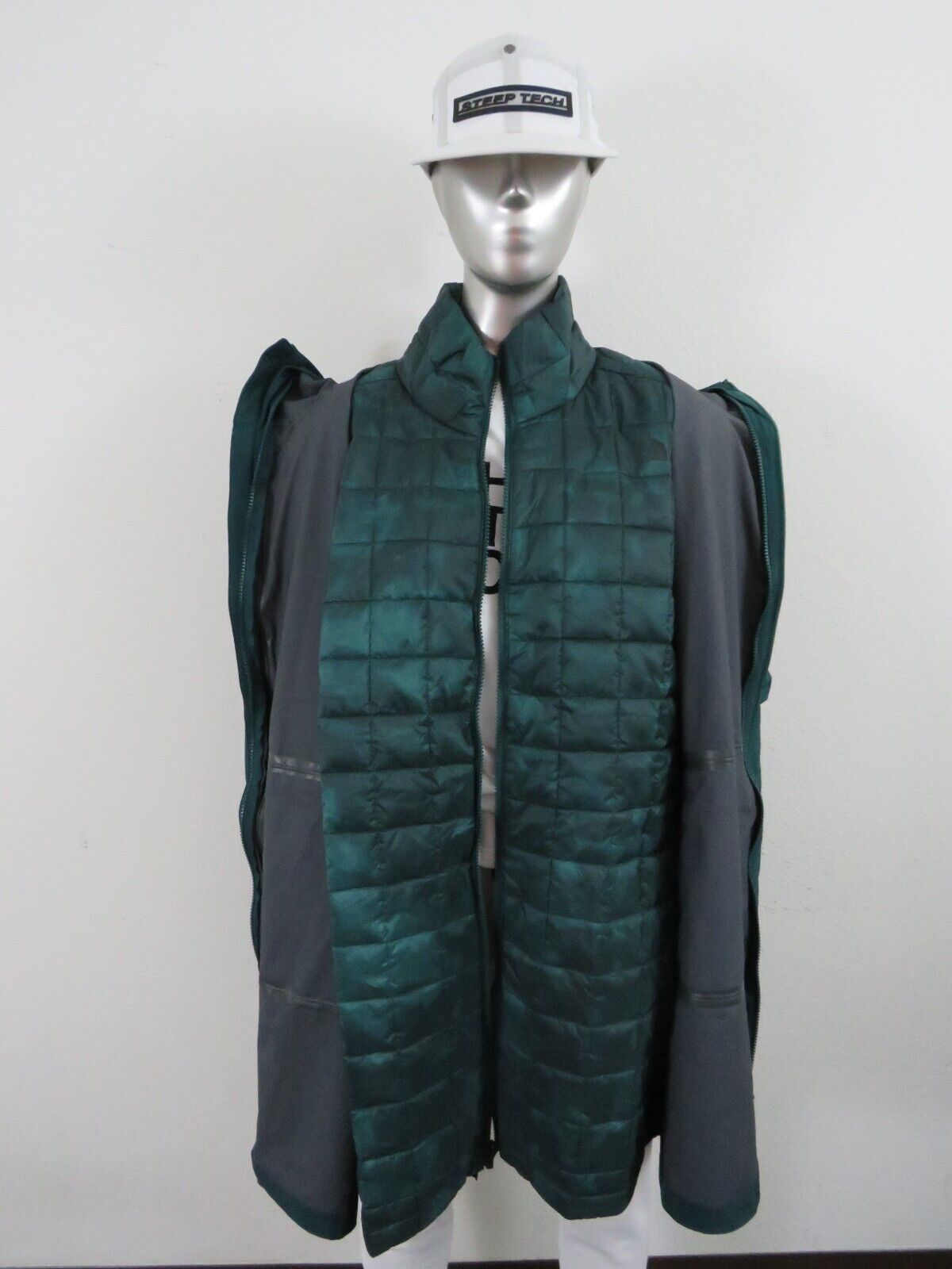 Pre-owned The North Face Womens  Thermoball Triclimate Waterproof Insulated Parka Jacket In Green / Green Print Liner