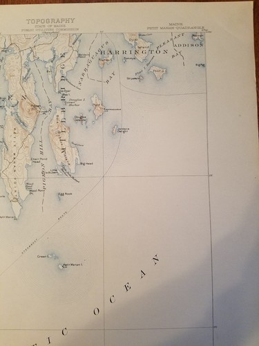 1917 u.s. Geological Survey topography map of Maine petit Manan quadrangle 20x16