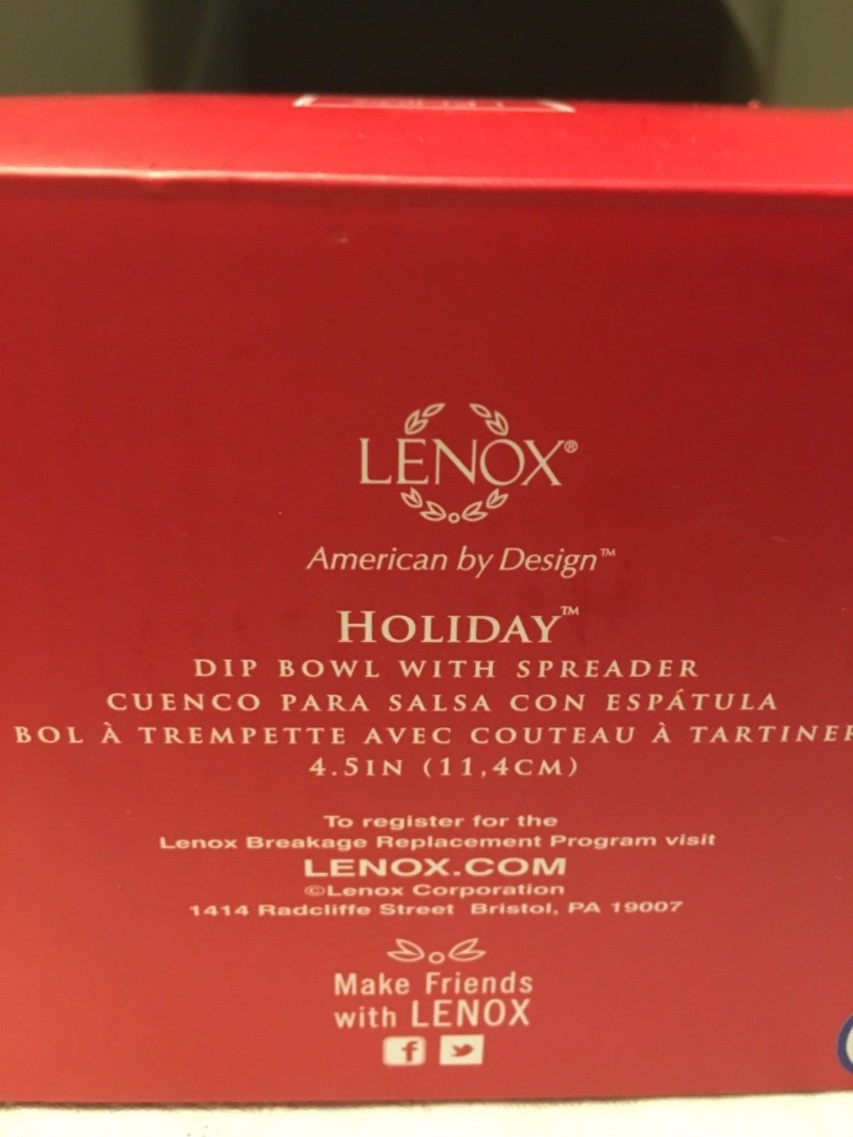 Lenox Holiday Dip Bowl And Spreader -  New In Box Christmas Holly and Berries