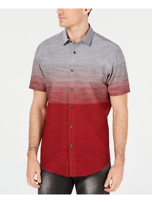 

INC Мужская красная хлопковая повседневная рубашка на пуговицах с эффектом омбре, Красный, 73524540