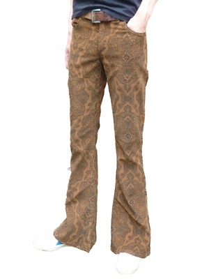 Mens Bell Bottoms FLARES Jeans Trousers Corduroy Cords Hippy Paisley 60s 70s NEW