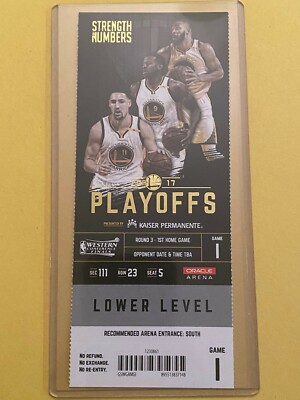 2017 NBA Playoffs Warriors vs Spurs Western Conference Finals Game 1 Ticket Stub