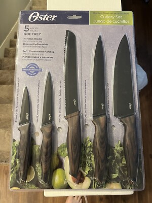 Oster Godfrey Stainless Steal  Non Stick  5 Piece Knife Cutlery Set NEW IN BOX!