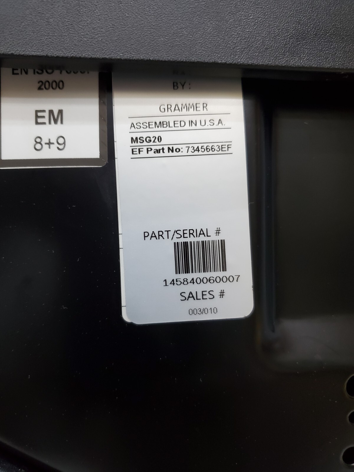 Grammer MSG20 Gray Cloth Mechanical Suspension Equipment Seat