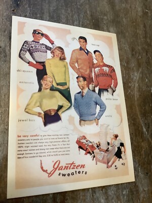 Vintage Looking Repro Postcard Norwegian Knit Sweaters Jantzen