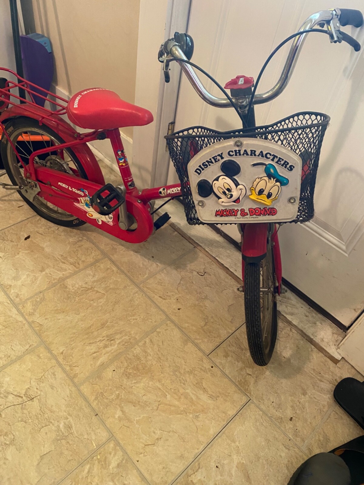 Red Disney Mickey and Donald Duck Bicycle