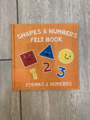 Shapes & Numbers Orange Felt Learning Educational Book, English & Spanish, Cute!