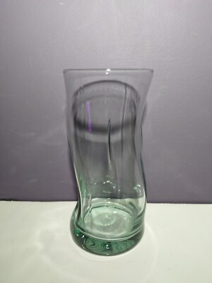 Red Co Pasabahce Set of 4 Tall Wavy 100% Recycled Glass Turquoise Gradient