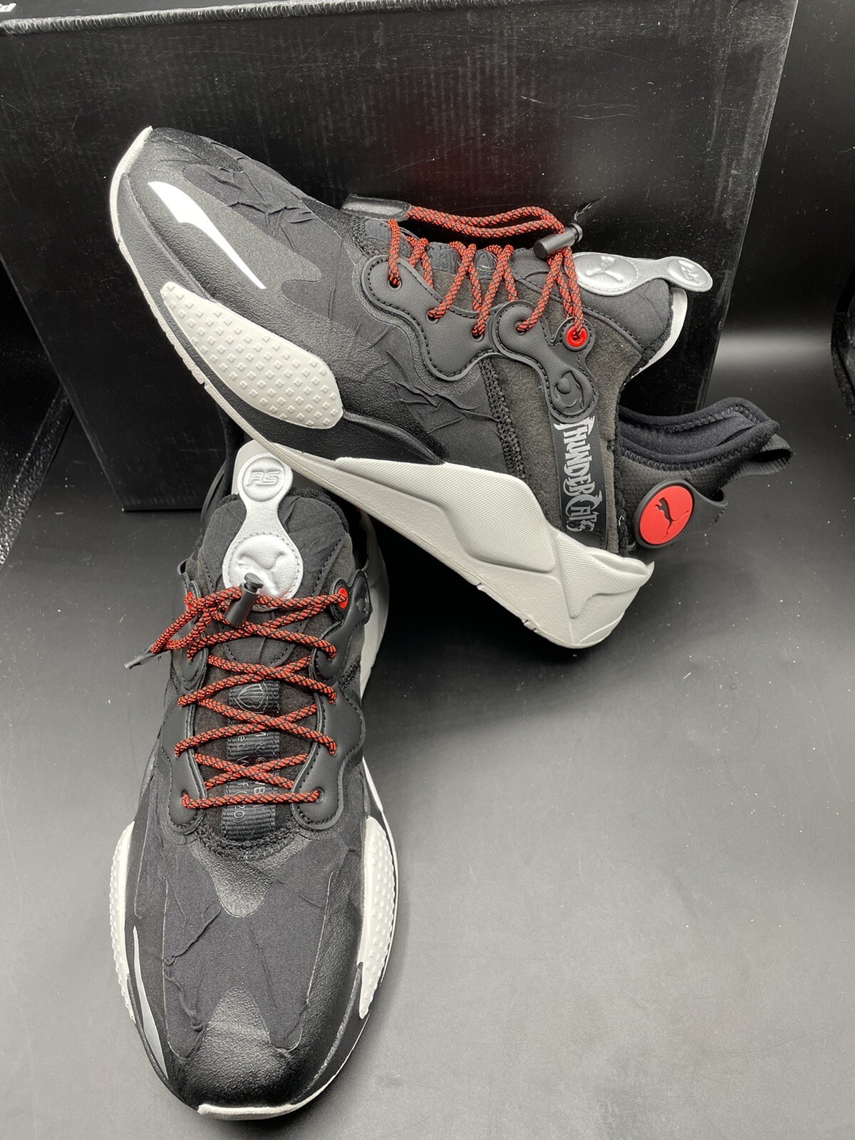 Preowned Puma X Thundercats Rsx T3ch Cat's Lair Black Red Size 9.5