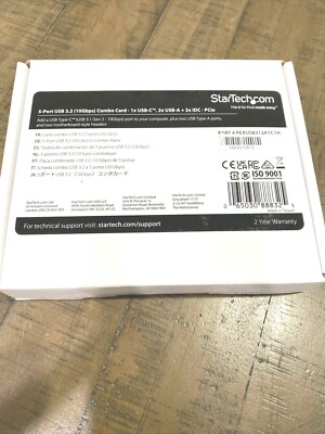 StarTech.com 5-Port USB PCIe Card 10Gbps USB 3.2 PCIe 1x USB-C, 2x USB-A, 2x IDC