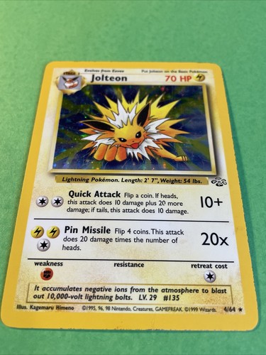 英語版初期　ポケモンカード　Jolteon holo 4/64 JOLTEON - 4/64 - Jungle Set - Holo - Pokemon Card - Lightly