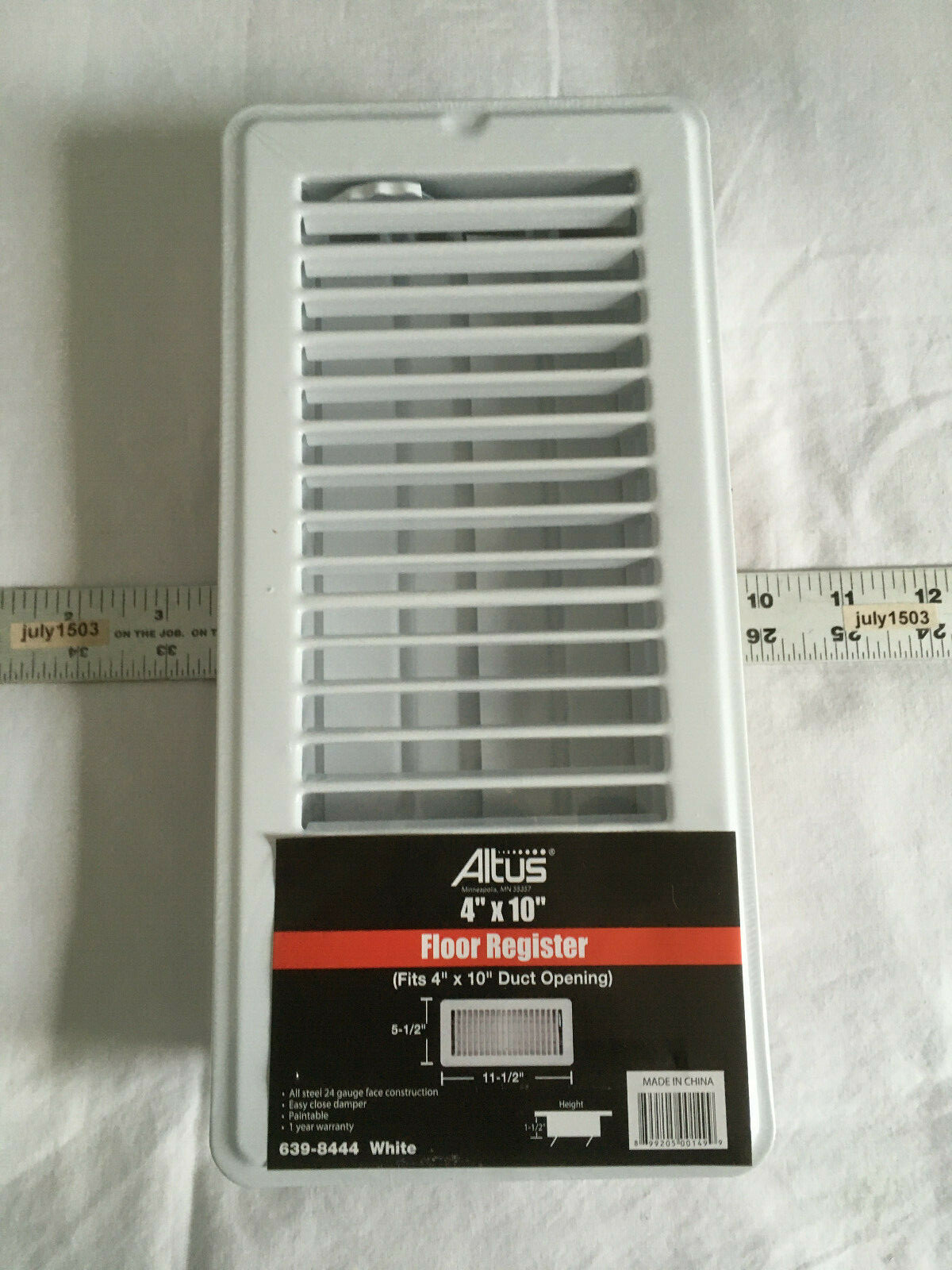 (6) NEW White 4" x 10" Metal Floor Register Vent House Home - Paintable