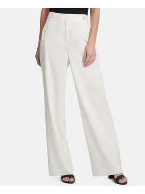 

Женские белые повседневные брюки DKNY с высокой талией, Белый, UC9P7463