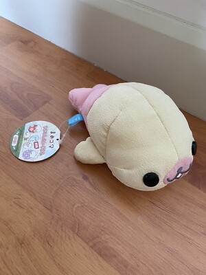 Mamegoma San-X Little Seal Plushie Ichi-goma Beige Pink Color