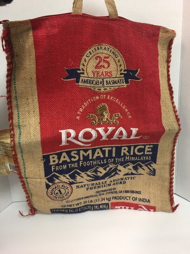Vintage Royal White Basmati Rice 20 Pound Bag Empty Tote bags- 6 Pack