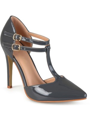 

JOURNEE COLLECTION Женские серые туфли-лодочки на шпильке с пряжкой и Т-образным ремешком, 8 м, Серый, TRU-PUMP