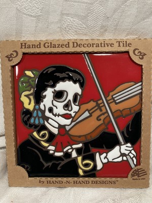 Hand N Hand Designs Day Of The Dead 6  Tile