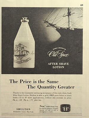 Old Spice After Shave Lotion Ship Vintage Print Ad 1944