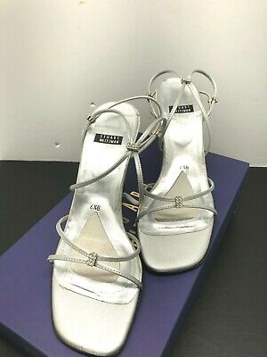 Stuart Weitzman Sandals Metallic Silver US 6 1/2 B Heels women's shoe!!!