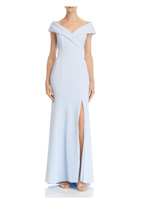 

AQUA Женское голубое вечернее платье-футляр полной длины с короткими рукавами, Light blue