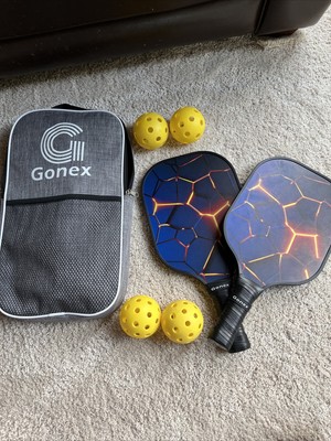 2 Gonex USAPA Approved Graphite Pickleball Paddles Case And Balls