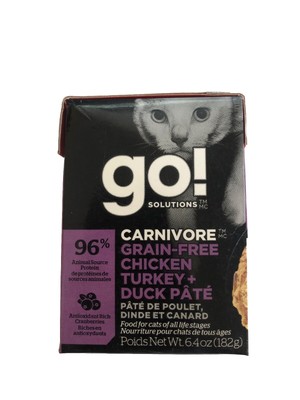 GO! SOLUTIONS Carnivore Grain Free Wet Cat Food - 6.4 Oz, 24 Ct - Chicken, Tu...