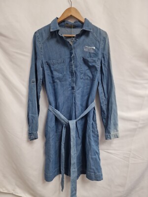 OASIS DRESS Claudia DENIM SHIRT DRESS Belt Light Blue Wash  Sz 12 NEW