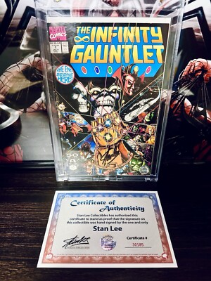 Infinity Gauntlet 1 Signed by Stan Lee w/ COA Authentic Signature Marvel Comics