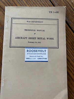 1941 Technical Manual Aircraft Sheet Metal Work Book Roosevelt Aviation Supplies