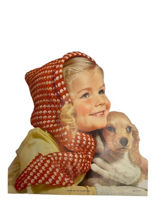 1957 Copr. A. Fox Litho Growing Up Together Young Girl and a Cocker Spaniel