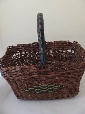 WICKER WOVEN BASKET WITH HANDLE-STORAGE/GATHERING/ORGANIZING-IMPERFECT