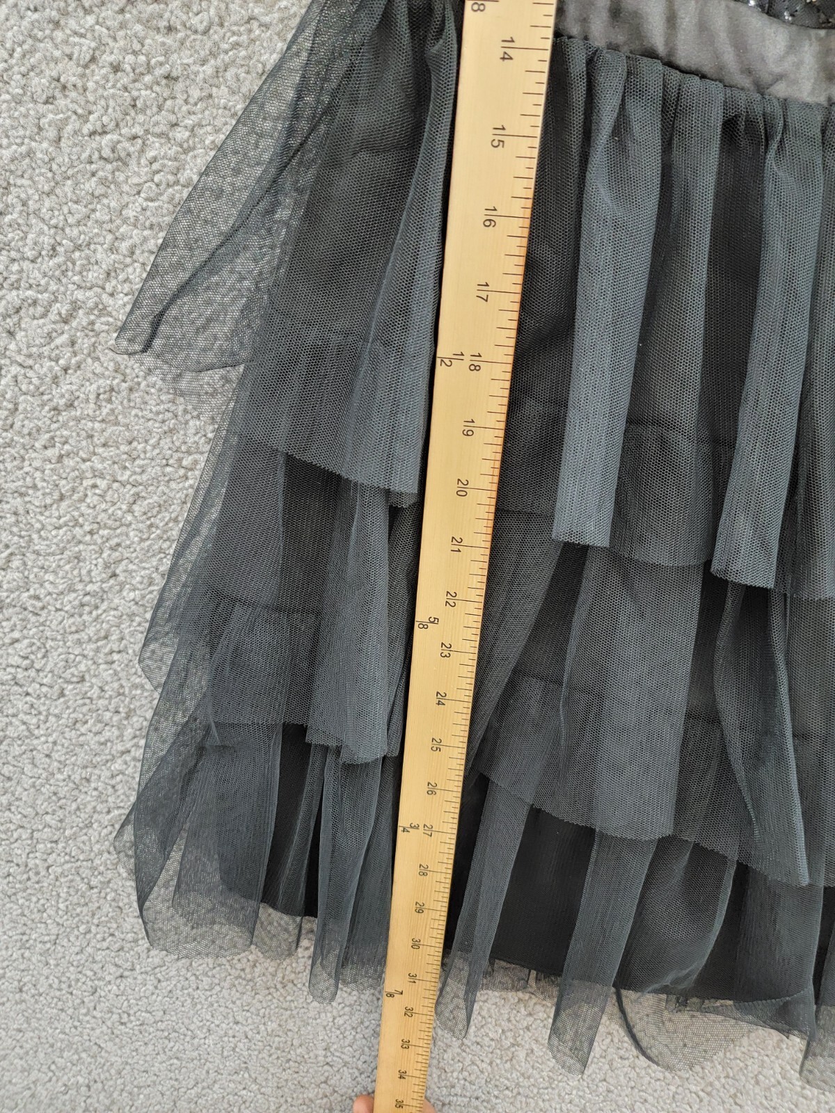 City Studio Tiered Mesh Off-The-Shoulder Fit & Flare Dress Juniors' 9/10 Black - Picture 7 of 16