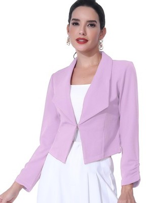 Buy Allegra K Women's Lapel Ruched Sleeve Business Cropped Blazer Jacket XLarge