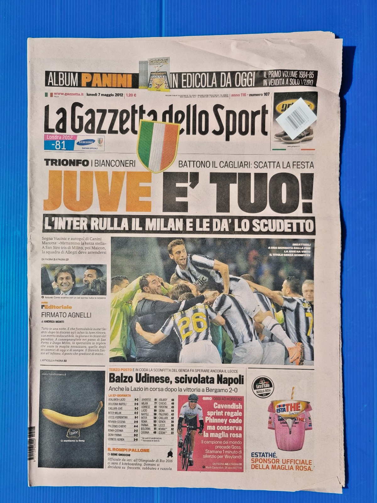 GAZZETTA DELLO SPORT 7 MAGGIO 1984 JUVENTUS VINCE 21° SCUDETTO CAMPIONI D'ITALIA