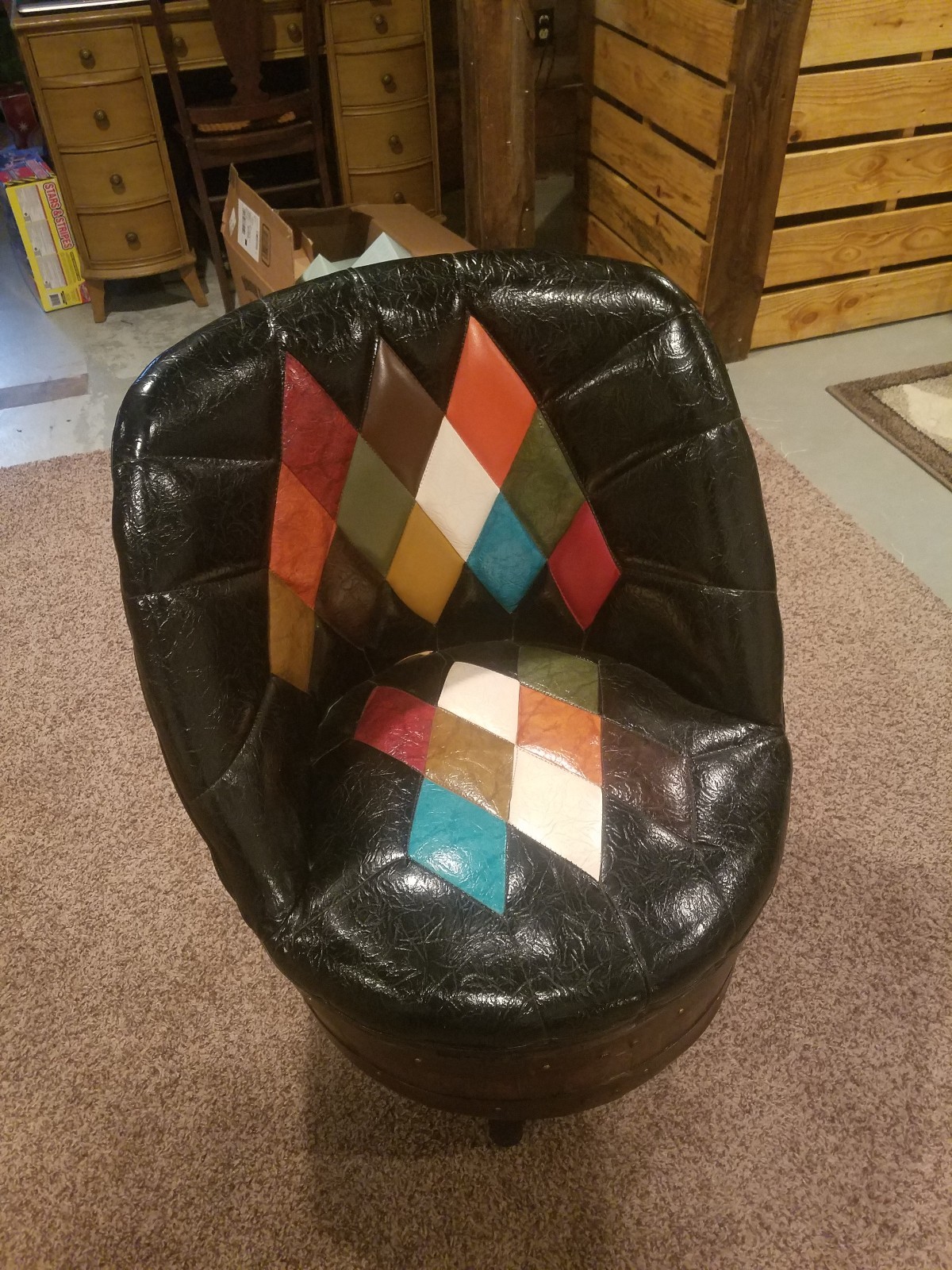 60's 70's whiskey barrel swivel chairs. Set of 5