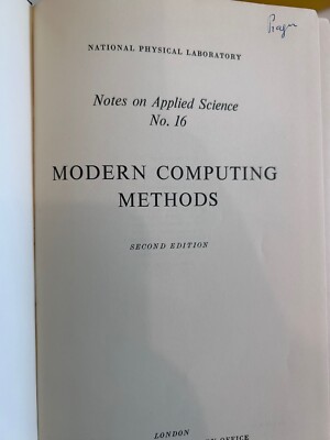Modern Computing Methods , 2nd Ed, 1961