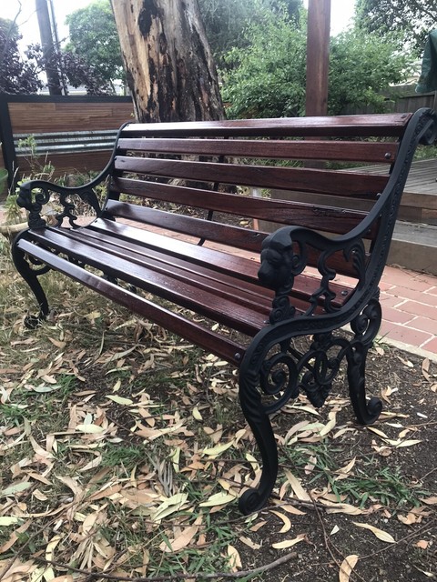 Antique Cast Iron Lions Head Garden Bench, Fully Restored | Antiques