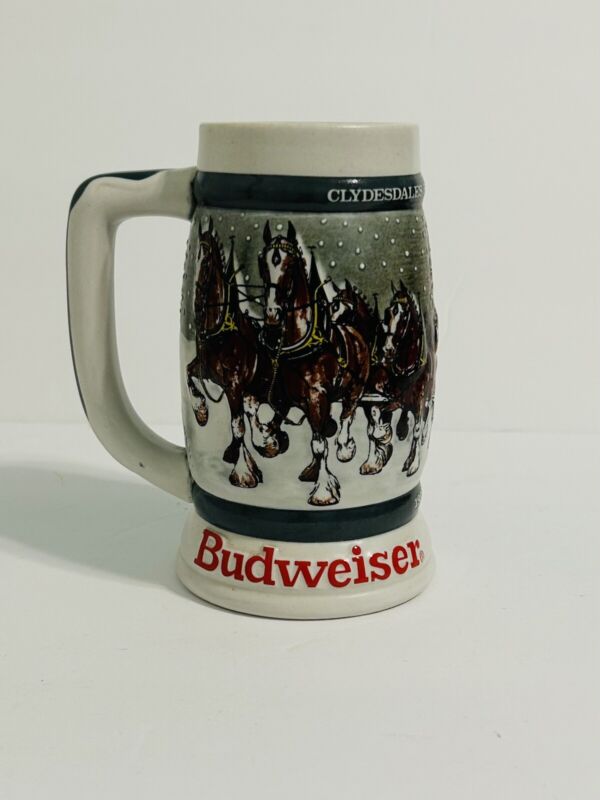 Vintage 1982 Budweiser 50th Anniversary Clydesdale’s Holiday Beer Stein Mug