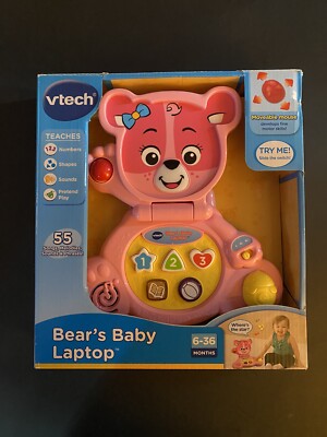 NEW  VTech Bear's Baby Laptop, Pink for ages 6-36 months