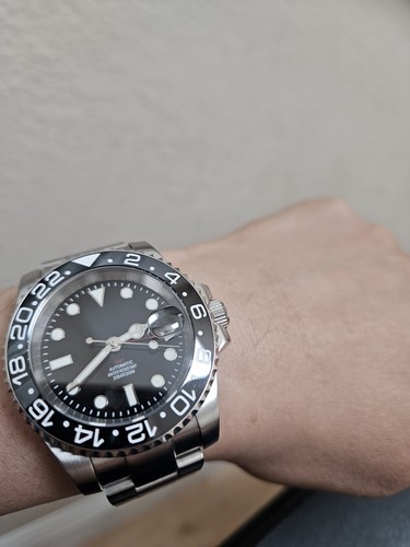 Custom Made 40mm Black GMT Custom Date Diver Style Mod Watch