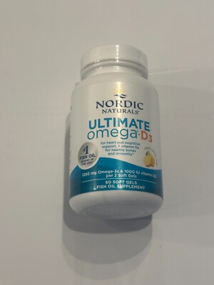 Nordic Naturals Ultimate Omega-D3 1280mg 60ct, SEALED BOTTLE ONLY 02/2027_7940