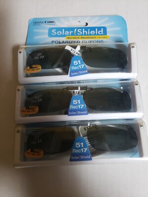 3 Pairs Solar Shield Polarized Clip On Sunglasses 51 Rec 17 ultralight Gray Lens