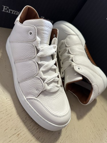 Pre-owned Ermenegildo Zegna $950  Couture Leather Sneakers White Size 7 Us/40 Eu
