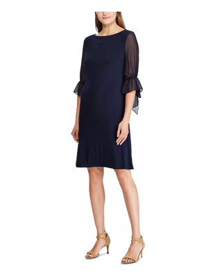 

RALPH LAUREN Женское черное платье прямого кроя с рукавами 3/4 выше колена Petites, Черный