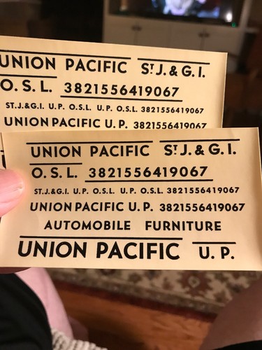Champ O scale Decals N-152 Union Pacific Black Lettering Complete