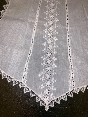 Antique Victorian Edwardian White Cotton Handmade Battenburg Lace Half Apron 27”