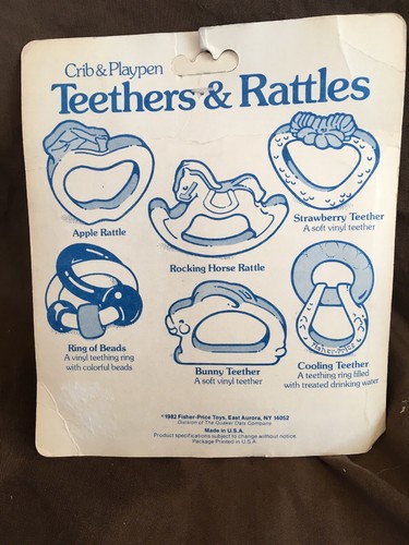VINTAGE FISHER PRICE CRIB & PLAYPEN RATTLE TEETHER  1982 ROCKING HORSE 647 NIB